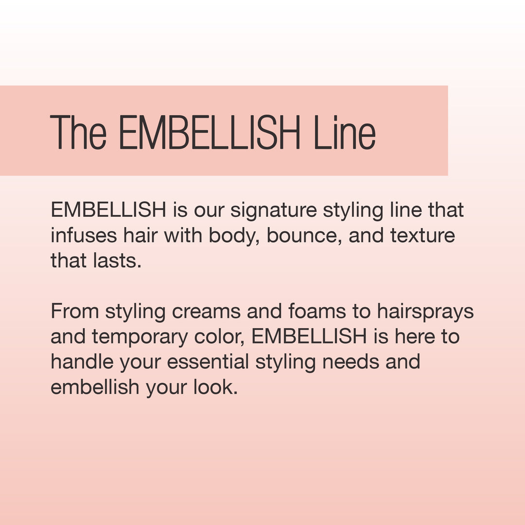 A stylish pink and white graphic promotes Calista Tools’ GoGo Mini Round Brush & Embellish Flex Spray Duo, a signature styling set designed to add body, bounce, and flexible hold to hair.