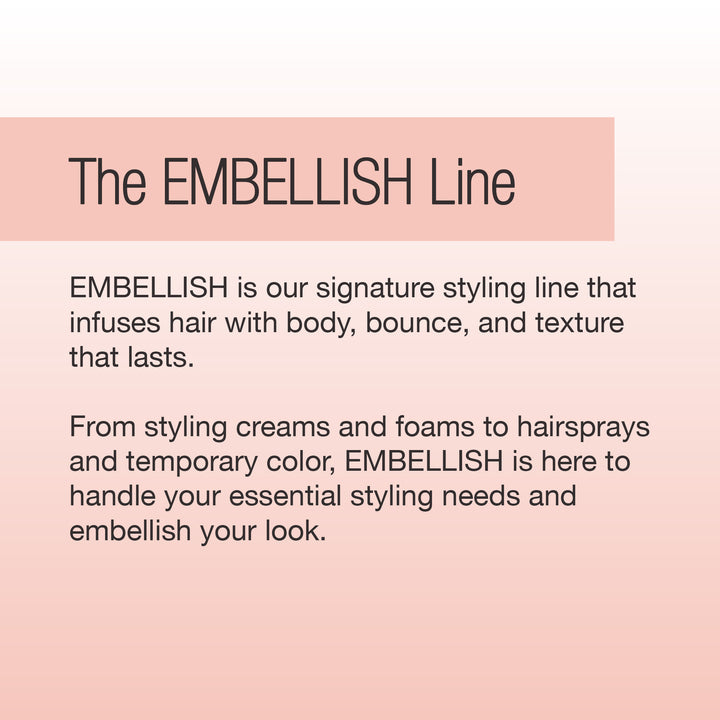 A stylish pink and white graphic promotes Calista Tools’ GoGo Mini Round Brush & Embellish Flex Spray Duo, a signature styling set designed to add body, bounce, and flexible hold to hair.