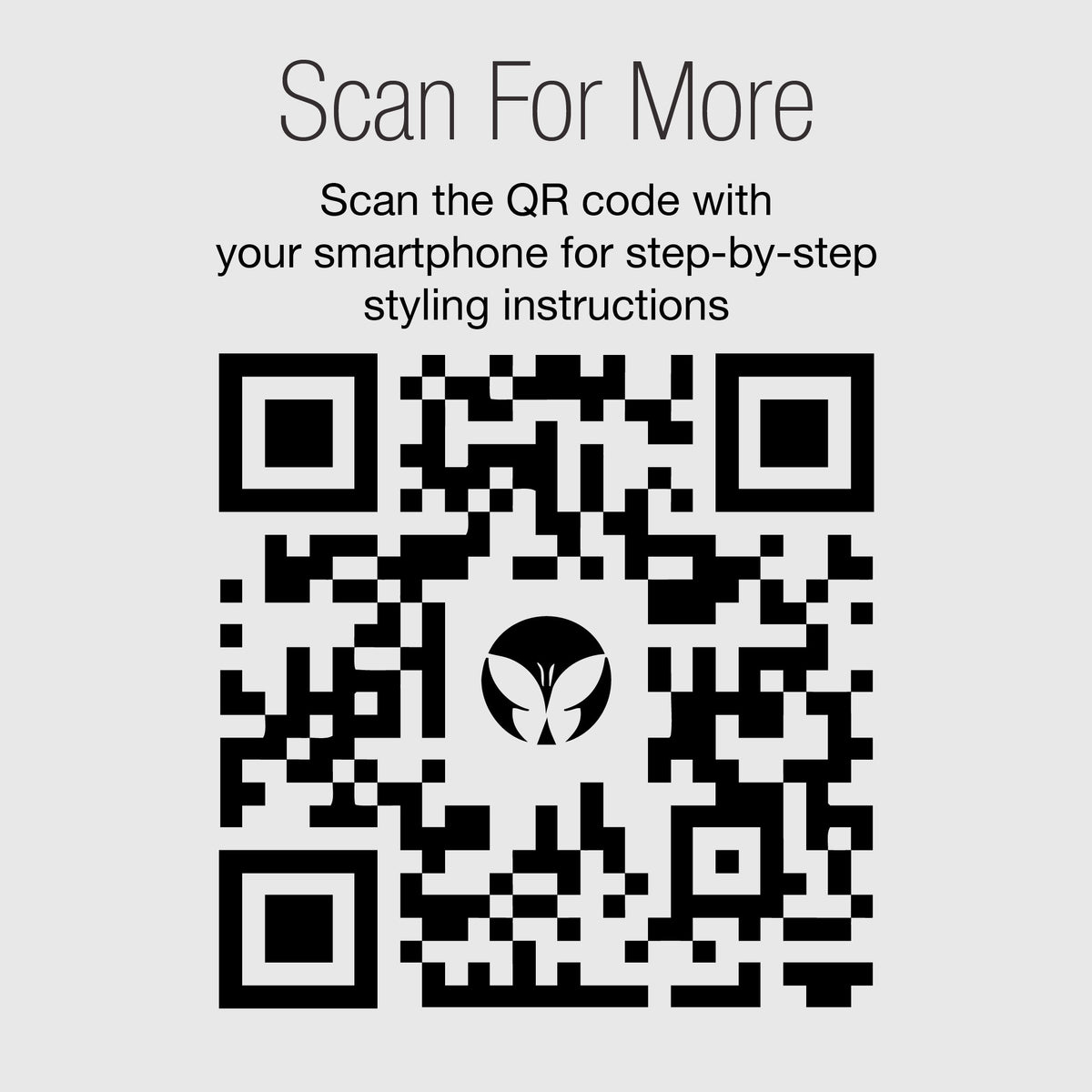 QR code with text 'Scan For More' and a leaf logo on a light gray background