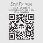 QR code with instructions to scan for more Embellish finishing spray styling instructions