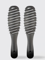 Two identical Calista Tools SMOOTHIE Brush Duo hair styling brushes with widely spaced, curved bristles are side by side on a light gray background, each displaying the Calista logo near the handle's base.
