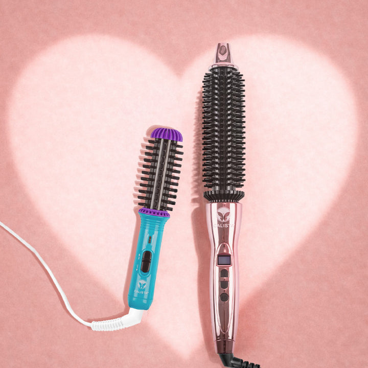 perfecter pro and gogo mini brush duo on pink backdrop